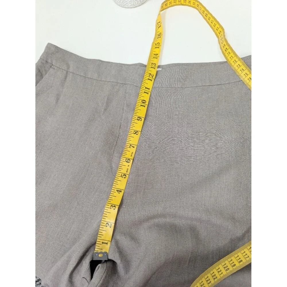 H&M Linen-Blend Pants in Taupe Gray Women's 12 Wide Leg Summer Work Office